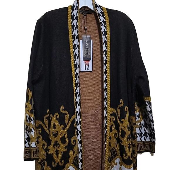 NWT MaxSport Black Multicolor Duster Cardigan Sweater Sz Medium - Picture 4 of 9